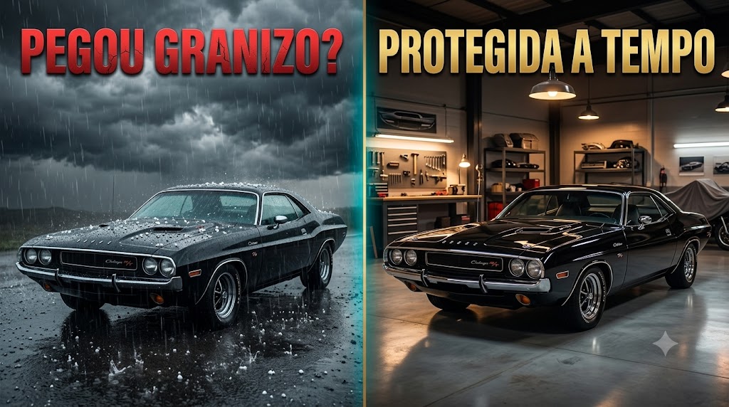 Moto em garagem após temporal